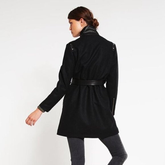 BNWT DIESEL SUELO  LEATHER WOOL JACKET TRENCH COAT SPRING SZ XXS - Picture 6 of 15